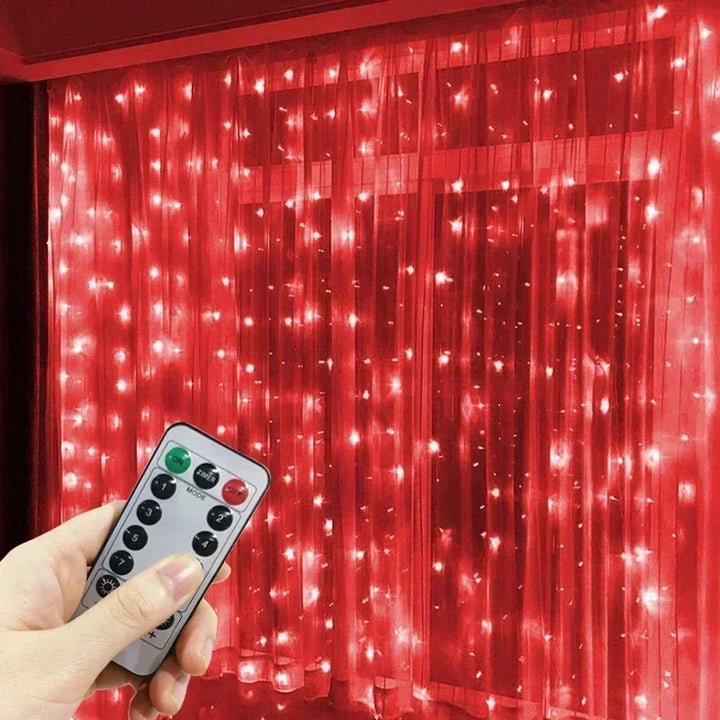 Rideau Lumineux Rouge Noël