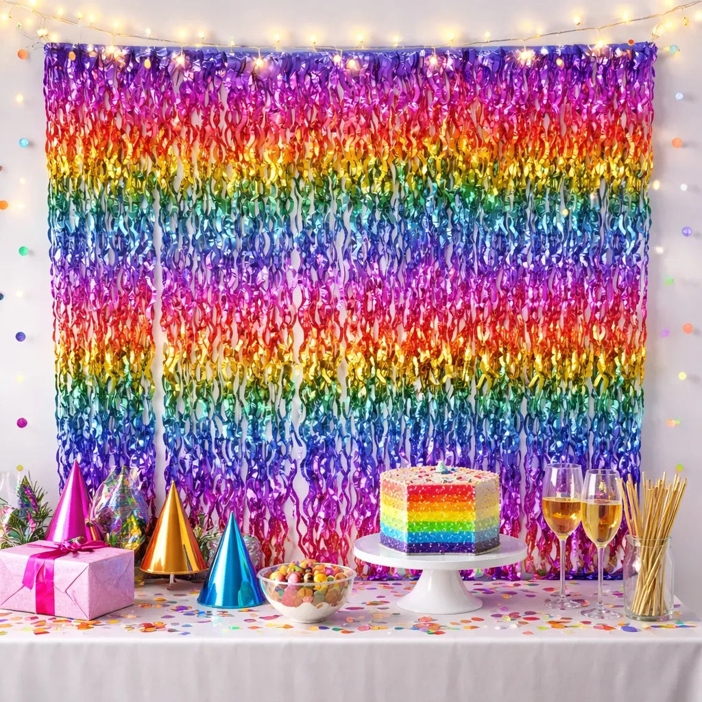 Rideau Métallique Multicolore à Franges Ondulés