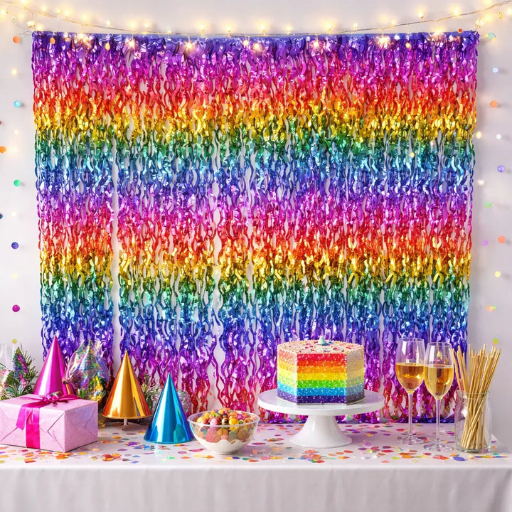 Rideau Métallique Multicolore à Franges Ondulés