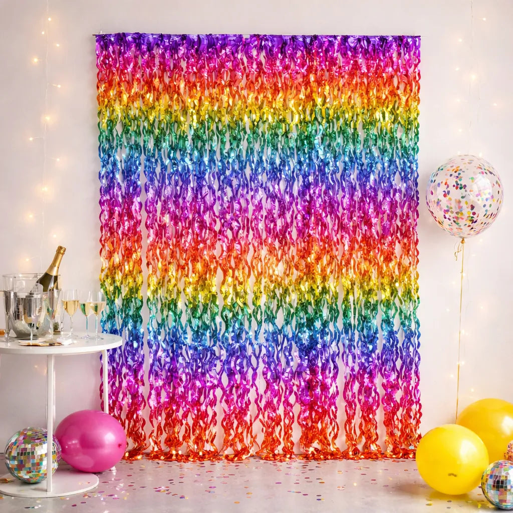Rideau Métallique Multicolore à Franges Ondulés Festive