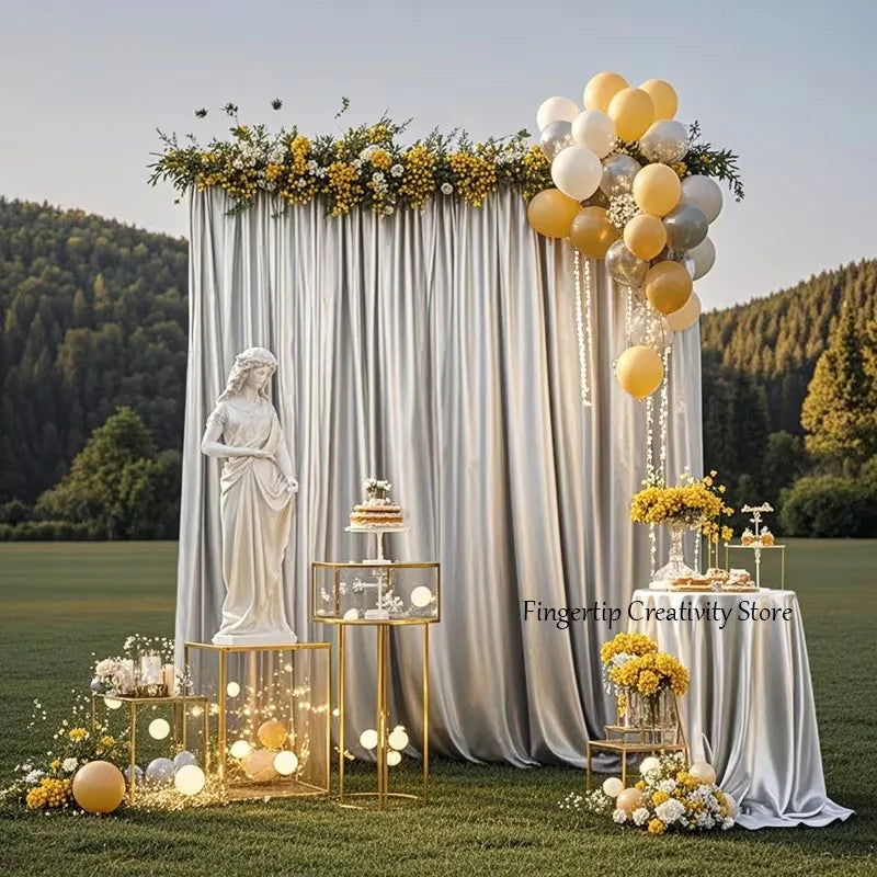 Rideau Mariage Argenté Satiné élégant