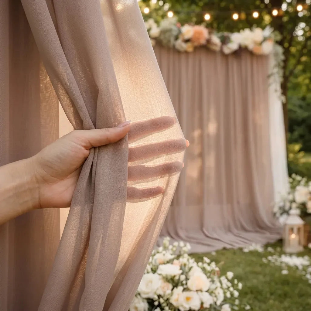 Rideau Mariage Brun Elégant Léger