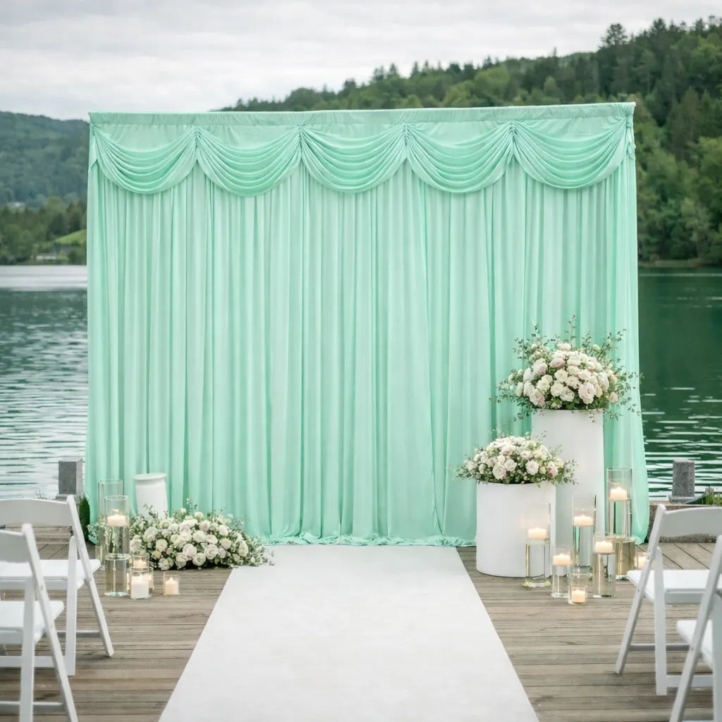 Rideau Mariage à Cantonnière Drapé en Soie