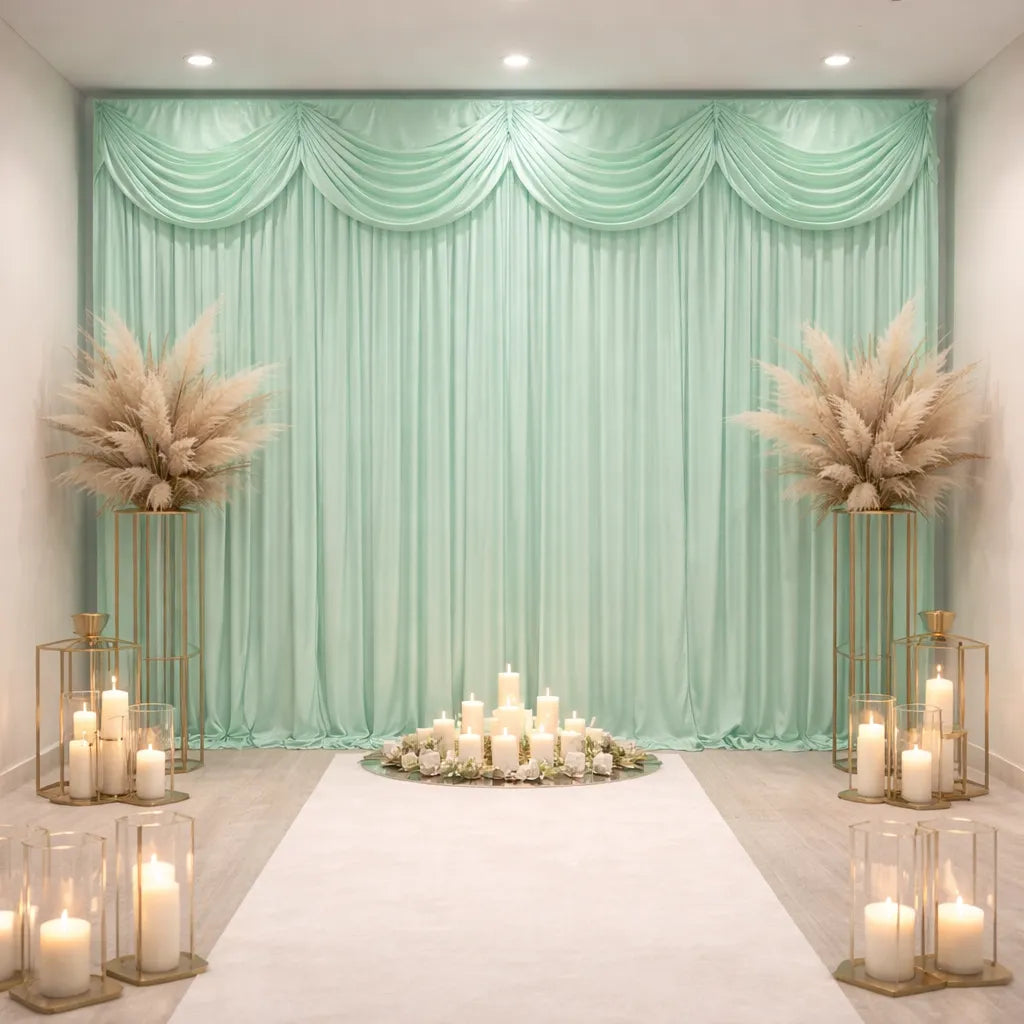 Rideau Mariage à Cantonnière Drapé en Soie Unique