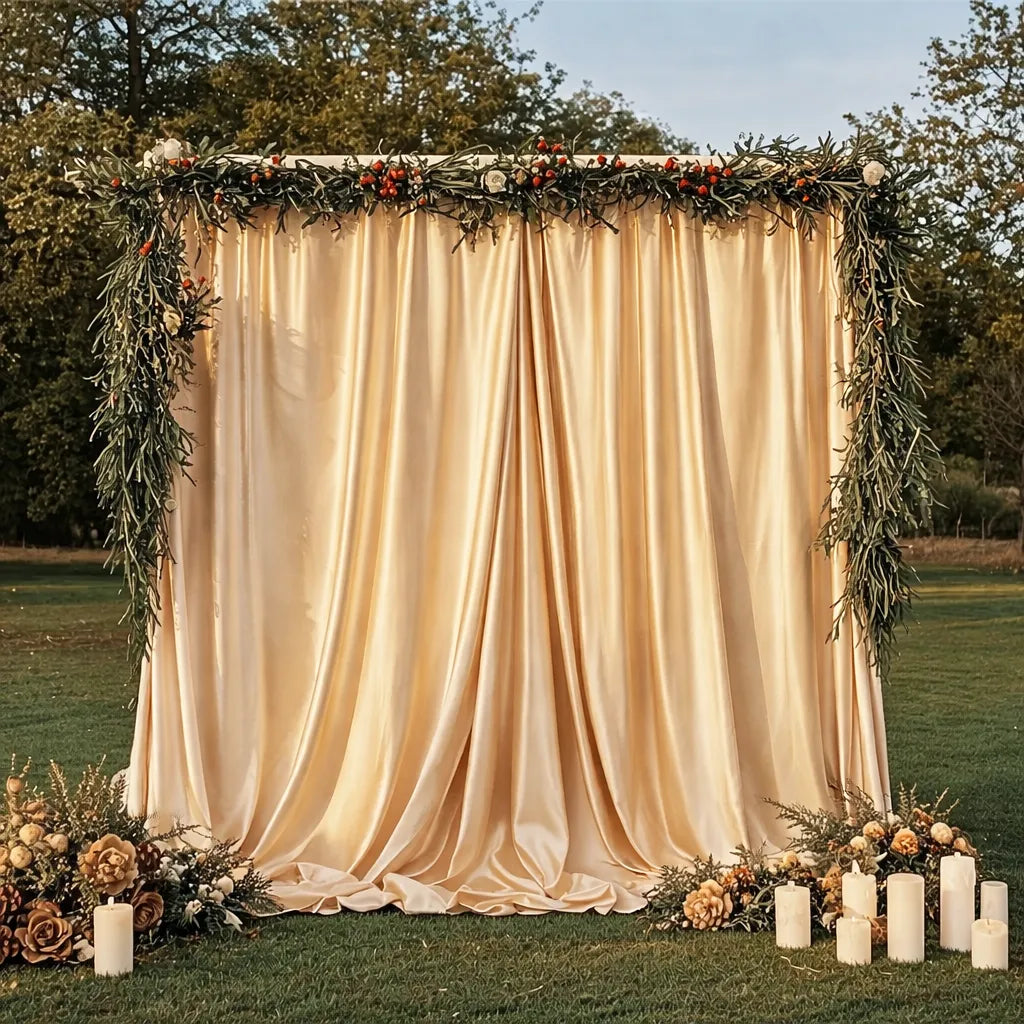 Rideau Mariage Champagne Satin