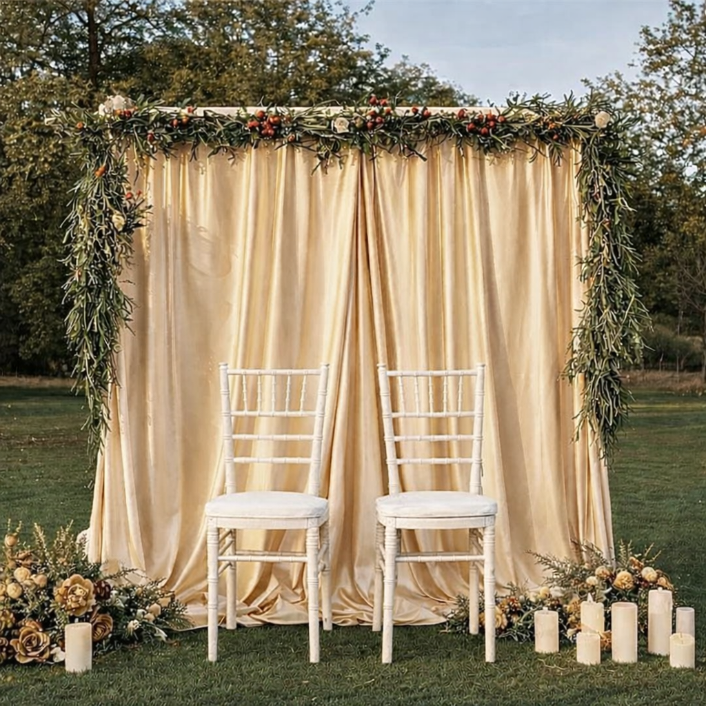 Rideau Mariage Champagne Satin classique
