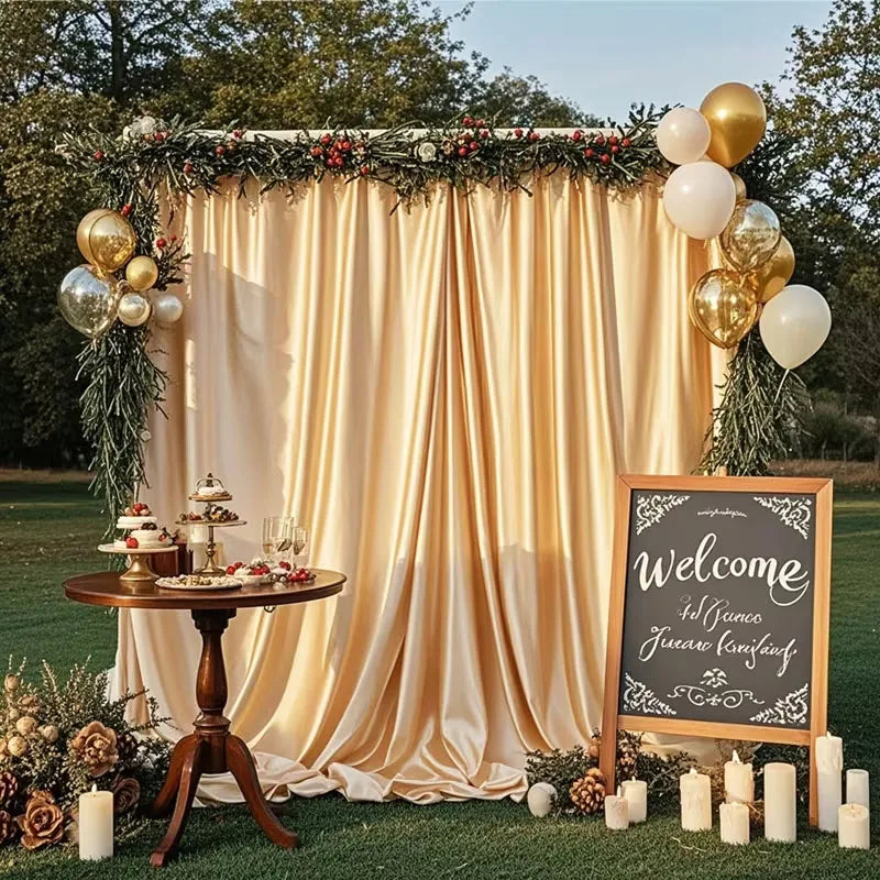 Rideau Mariage Champagne Satin élégant