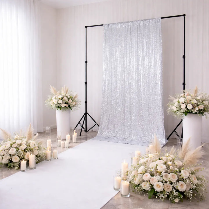 Rideau Mariage Décoratif Pailleté Argenté
