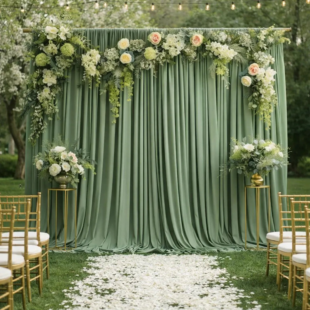 Rideau Mariage Elégant Vert Sauge