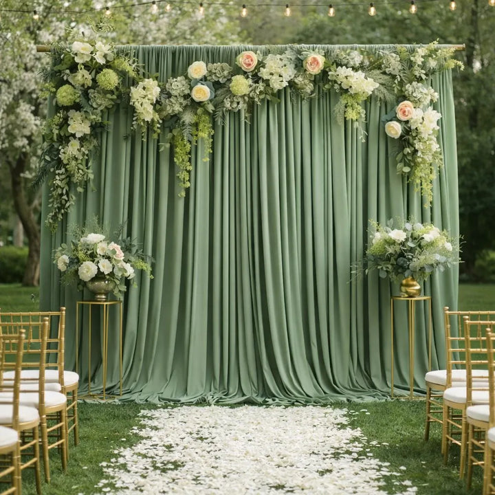 Rideau Mariage Elégant Vert Sauge