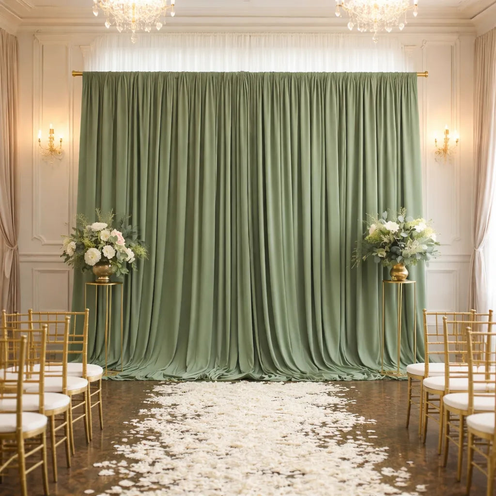 Rideau Mariage Elégant Vert Sauge Unique