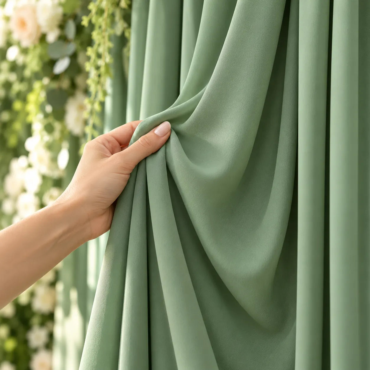 Rideau Mariage Elégant Vert Sauge classique
