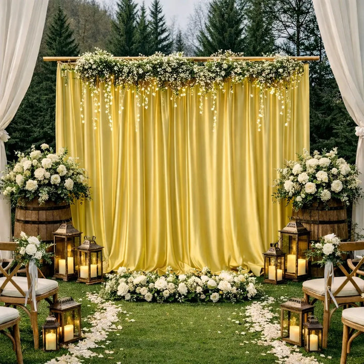 Rideau Mariage Or en Satin