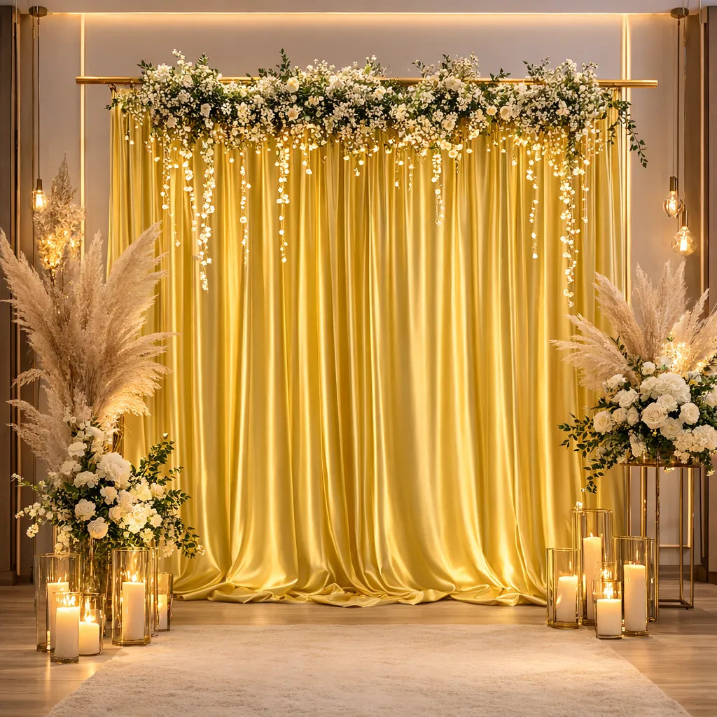 Rideau Mariage Or en Satin Durable