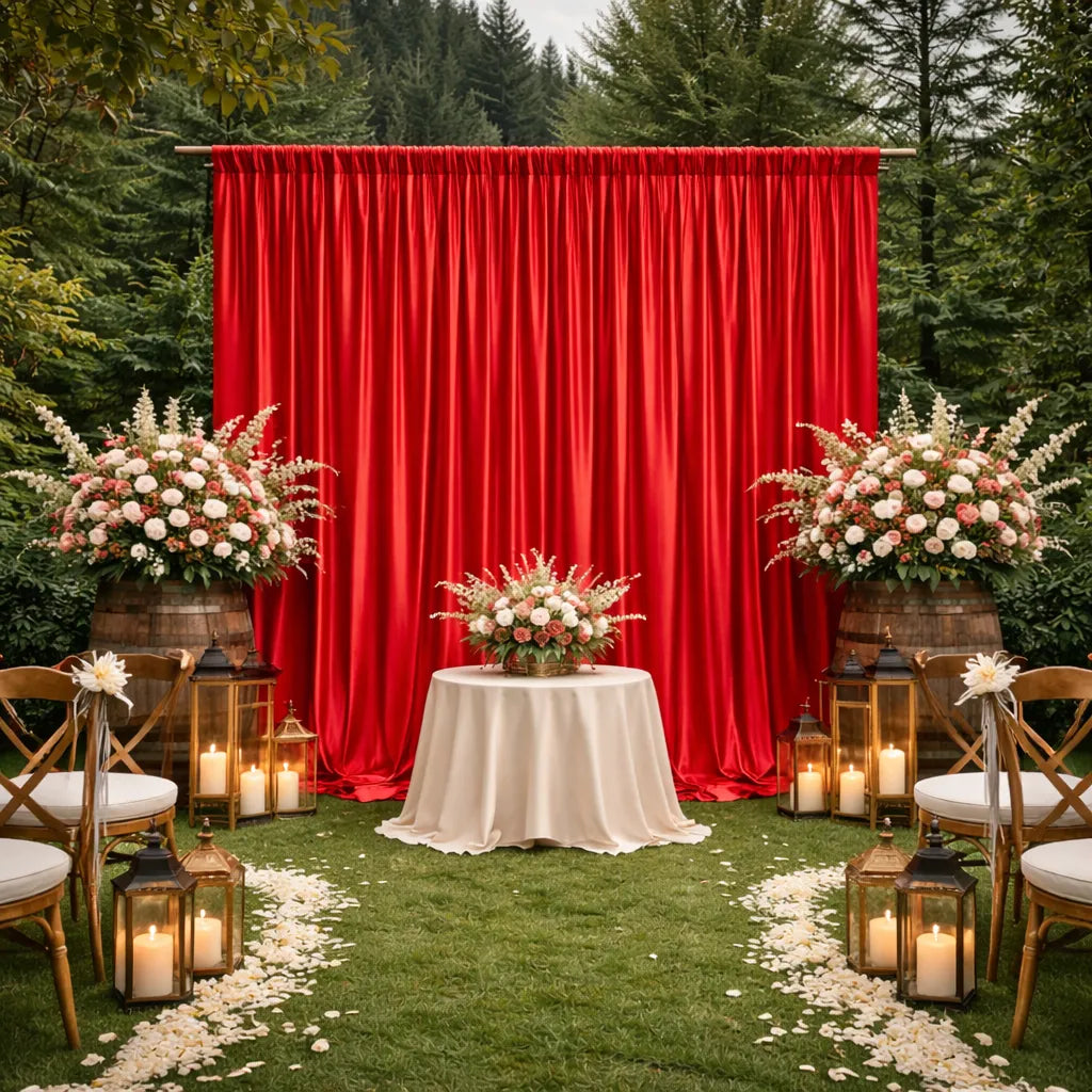 Rideau Mariage Rouge Elégant Satiné