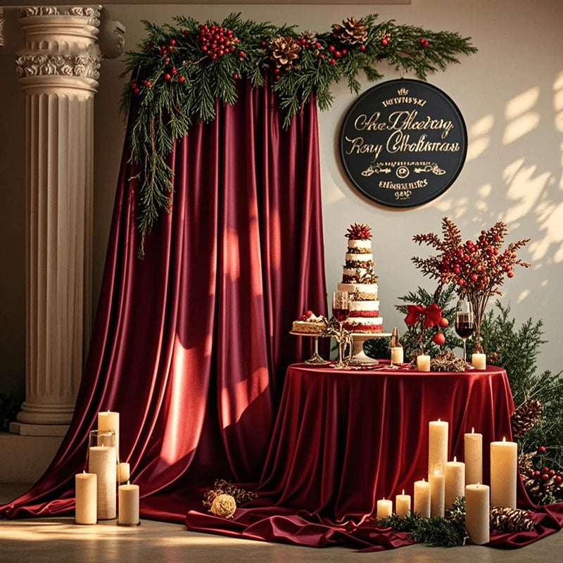Rideau Mariage Rouge Vin en Satin Chic