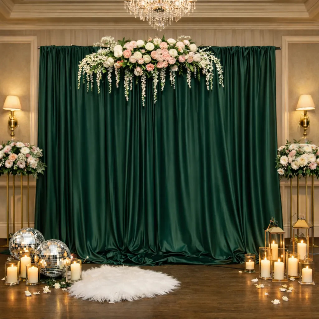 Rideau Mariage Satiné Vert Emeraude