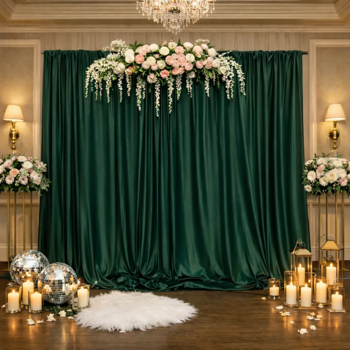 Rideau Mariage Satiné Vert Emeraude