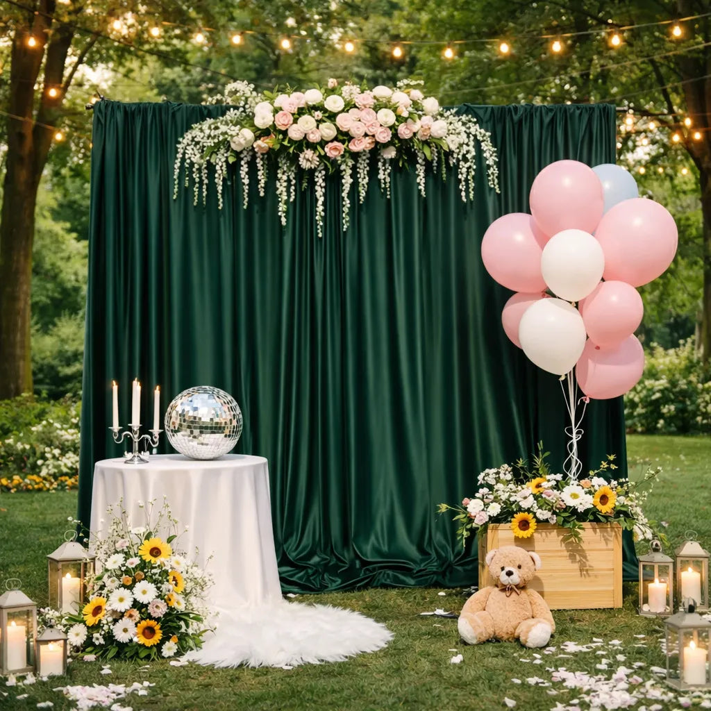 Rideau Mariage Satiné Vert Emeraude Unique