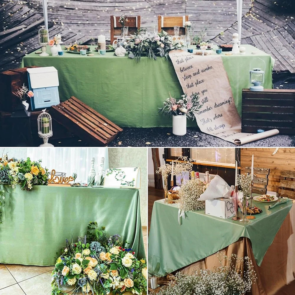 Rideau Mariage Vert Sauge en Satin Unique