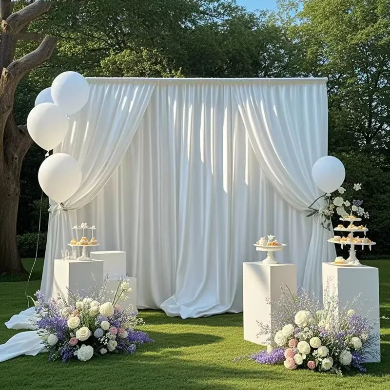 Rideau Mariage en Satin Blanc Léger