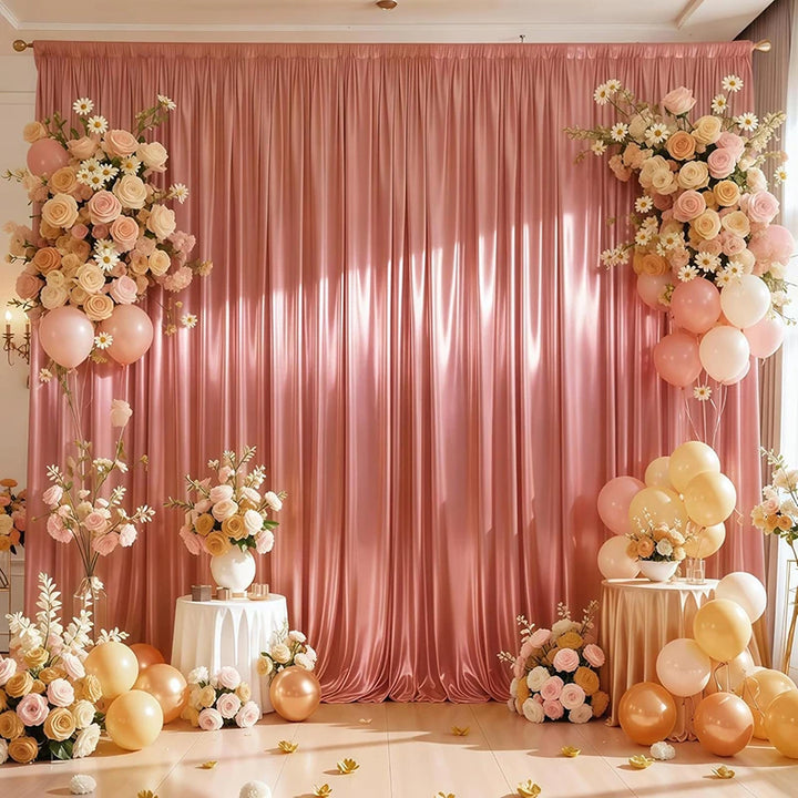 Rideau Mariage en Satin Rose Bonbon