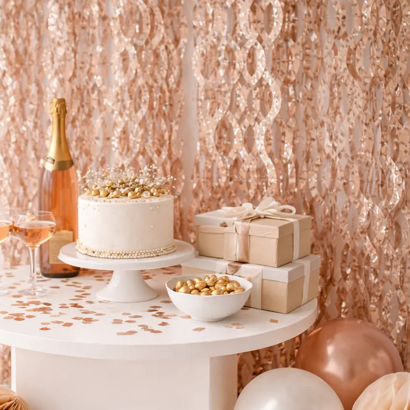 Rideau Rose Gold Etoilé à Franges Ondulés Chic