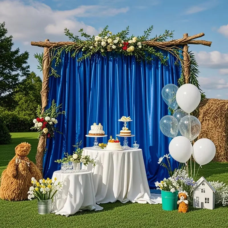 Rideau d’Arrière-Plan Mariage Bleu Chic