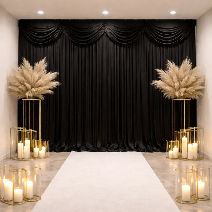 Rideau d’Arrière-Plan Mariage Décoratif en Soie