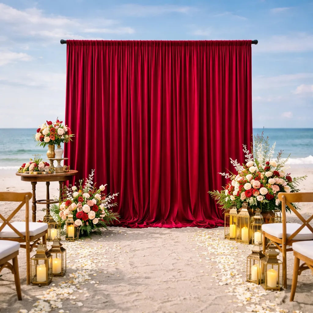 Rideau de Fond Bordeaux Satiné