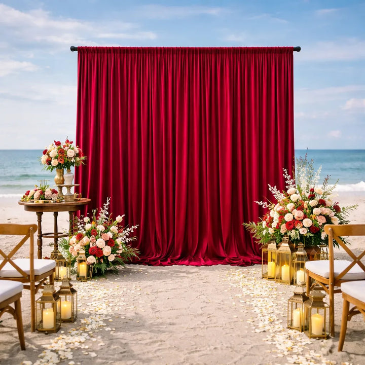 Rideau de Fond Bordeaux Satiné