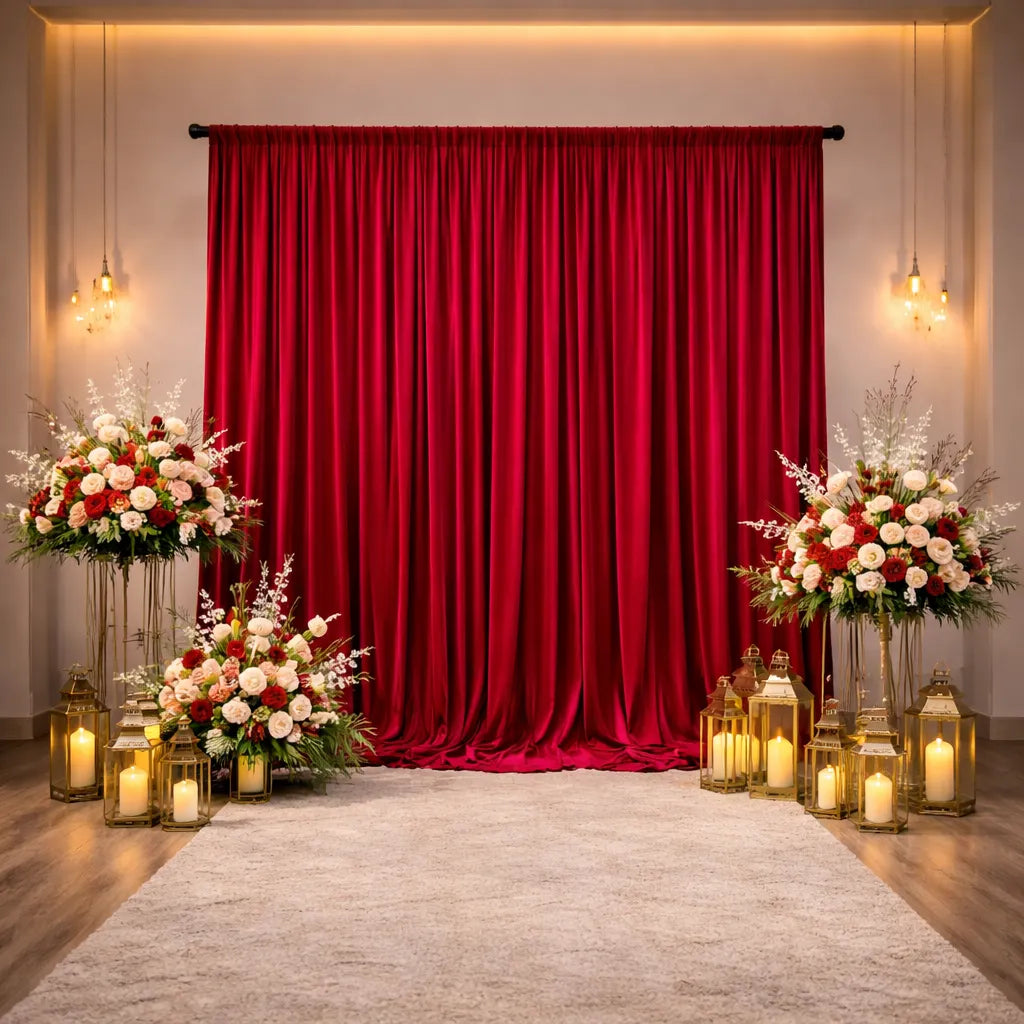 Rideau de Fond Bordeaux Satiné Chic