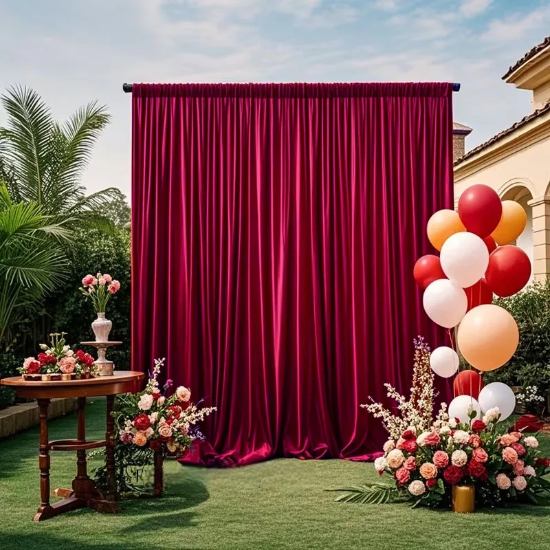 Rideau de Fond Bordeaux Satiné Unique