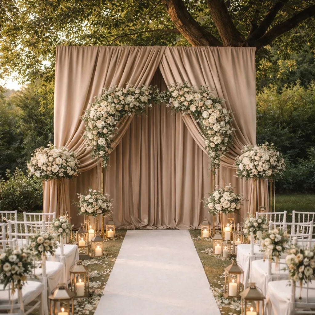 Rideau de Fond Mariage Brun Unique