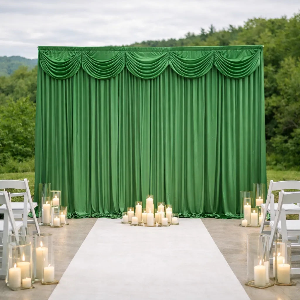 Rideau de Fond Mariage à Cantonnière Drapé en Soie