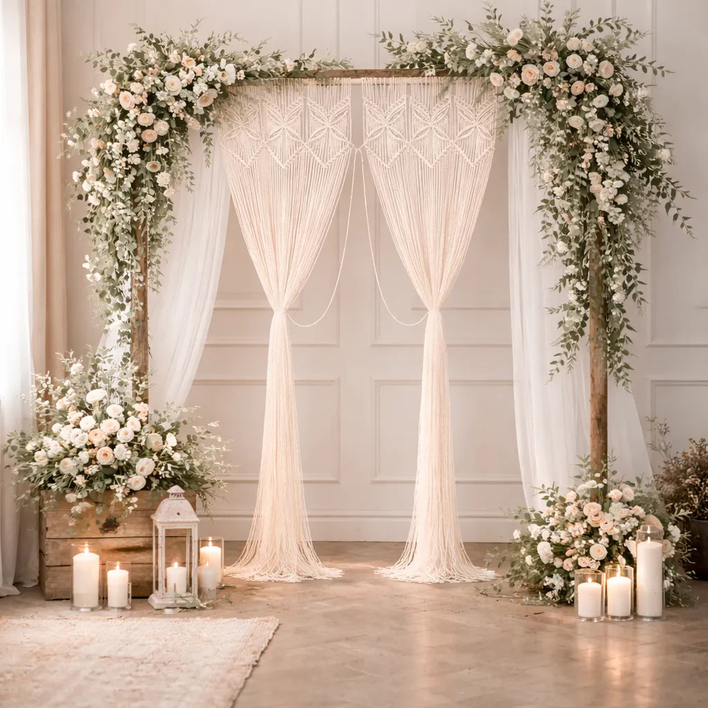Rideau de Fond Mariage Macramé Boho Chic