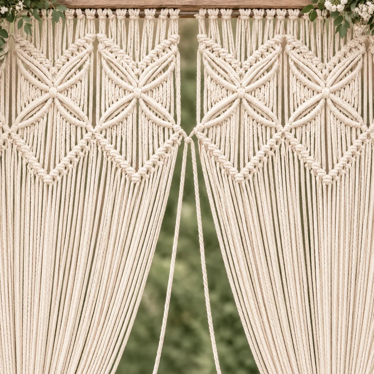 Rideau de Fond Mariage Macramé Boho naturel