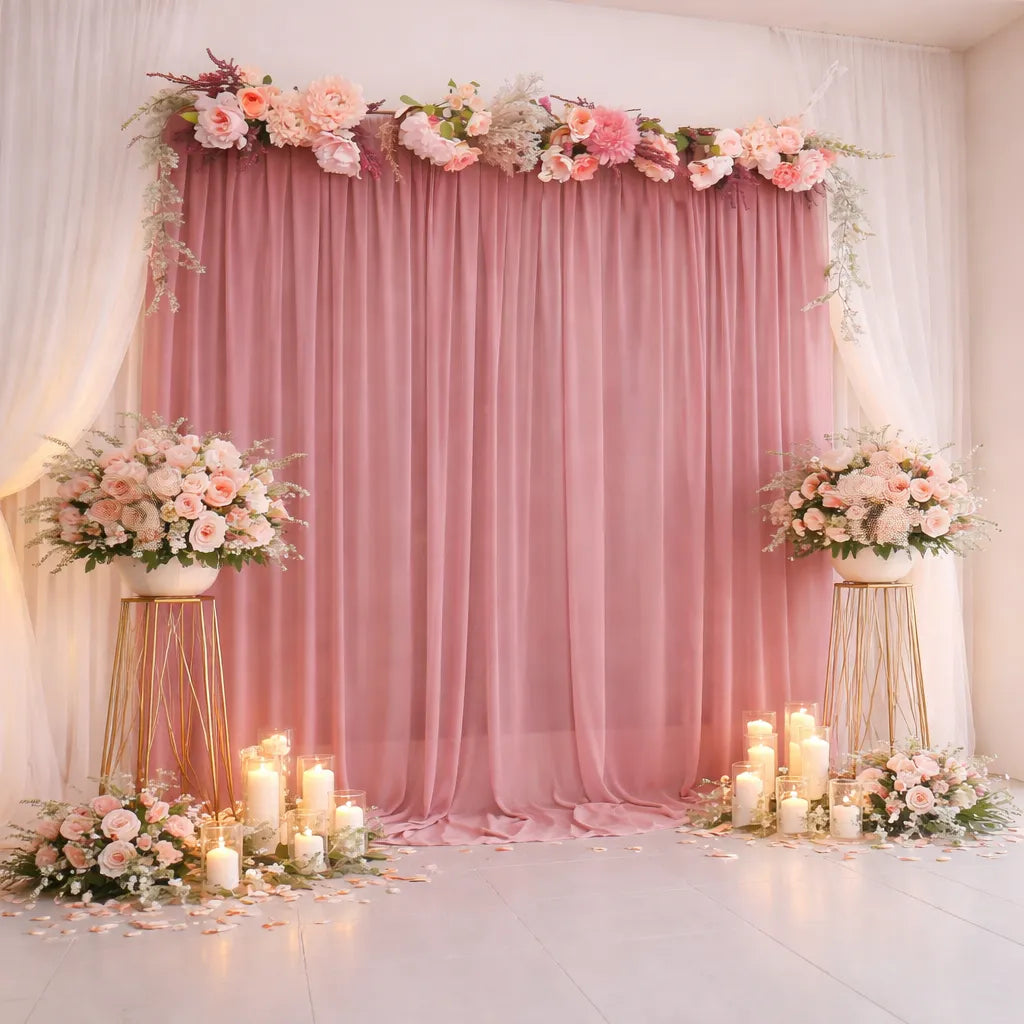 Rideau de Fond Mariage Rose Chic