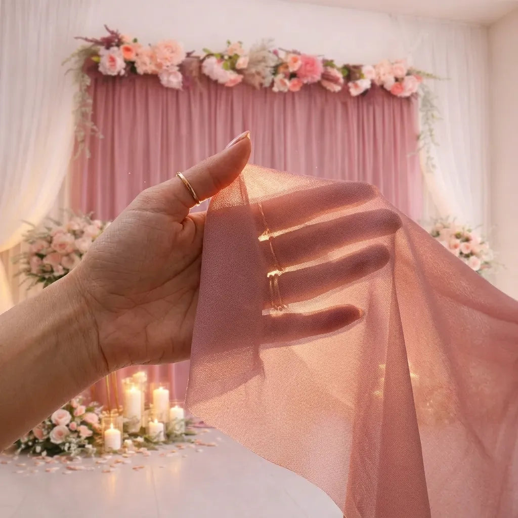 Rideau de Fond Mariage Rose Léger