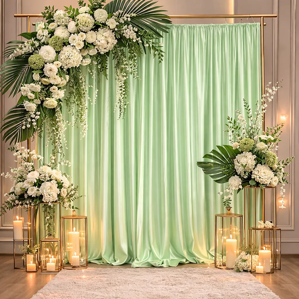 Rideau de Fond Vert Tendre Mariage Chic