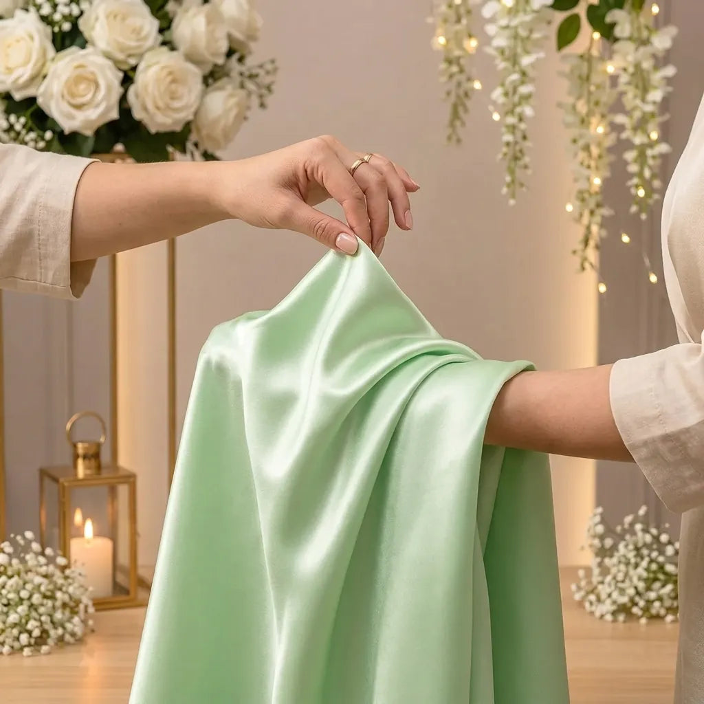 Rideau de Fond Vert Tendre Mariage Léger