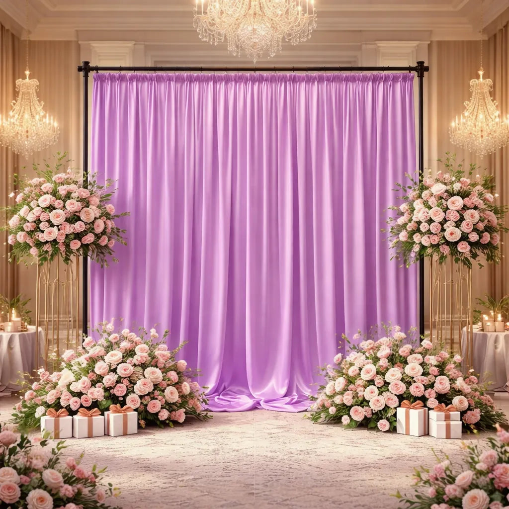 Rideau de Fond Violet Satiné pour Mariage Unique