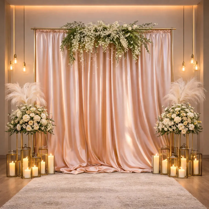 Rideau de Fond en Satin Rose Gold