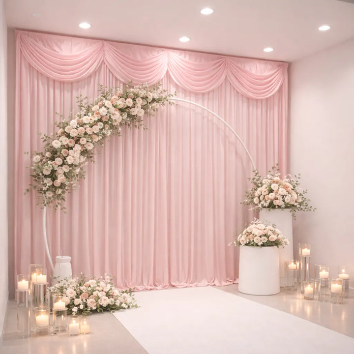 Rideau de Soie Rose Raffiné à Cantonnière