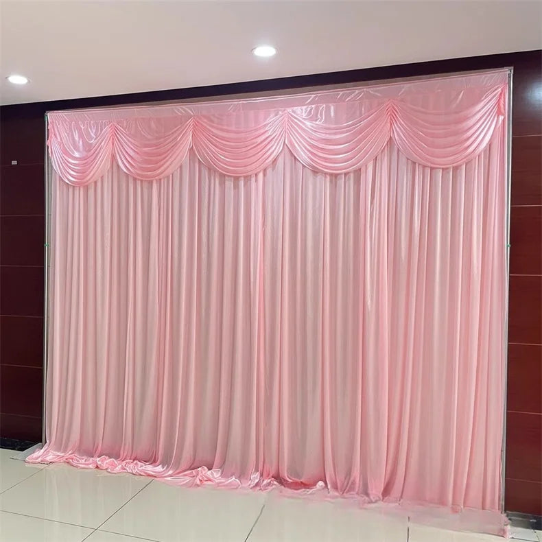 Rideau de Soie Rose Raffiné à Cantonnière Durable