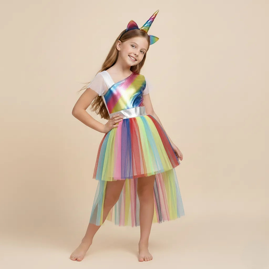 Robe Arc-en-ciel Licorne Fille