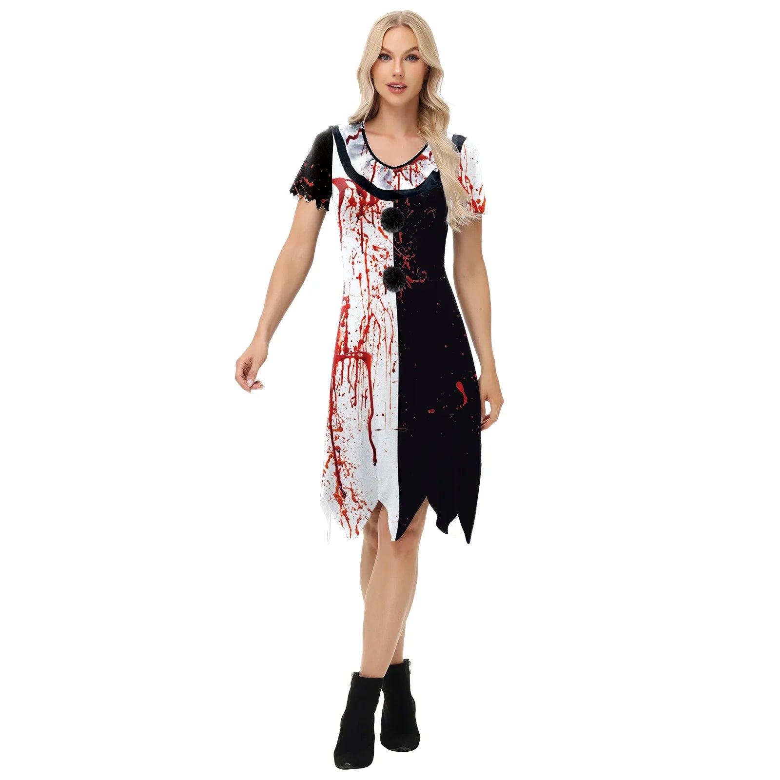 Robe Clown Noir et Blanche Ensanglantée Devant