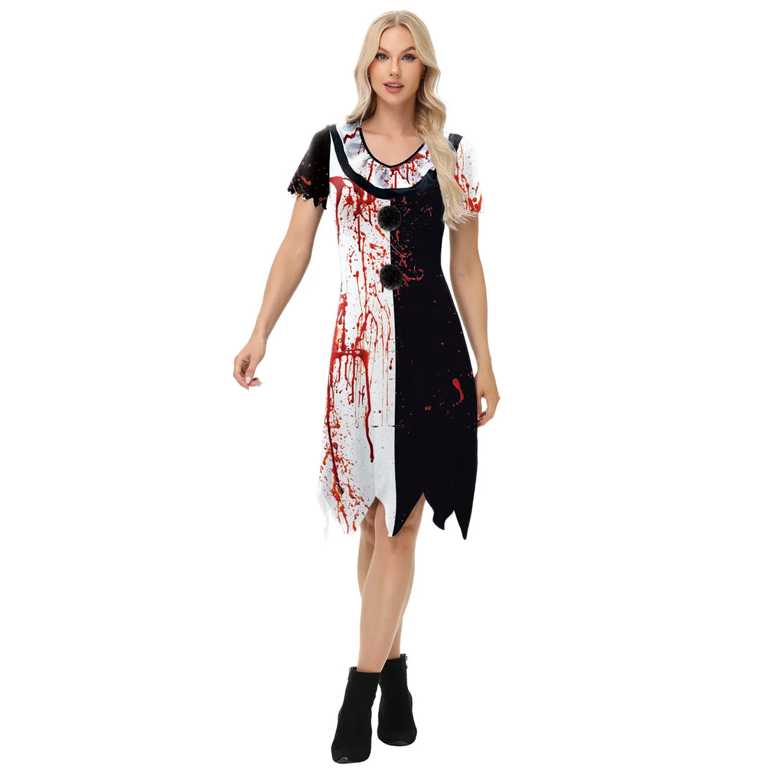 Robe Clown Noir et Blanche Ensanglantée Devant
