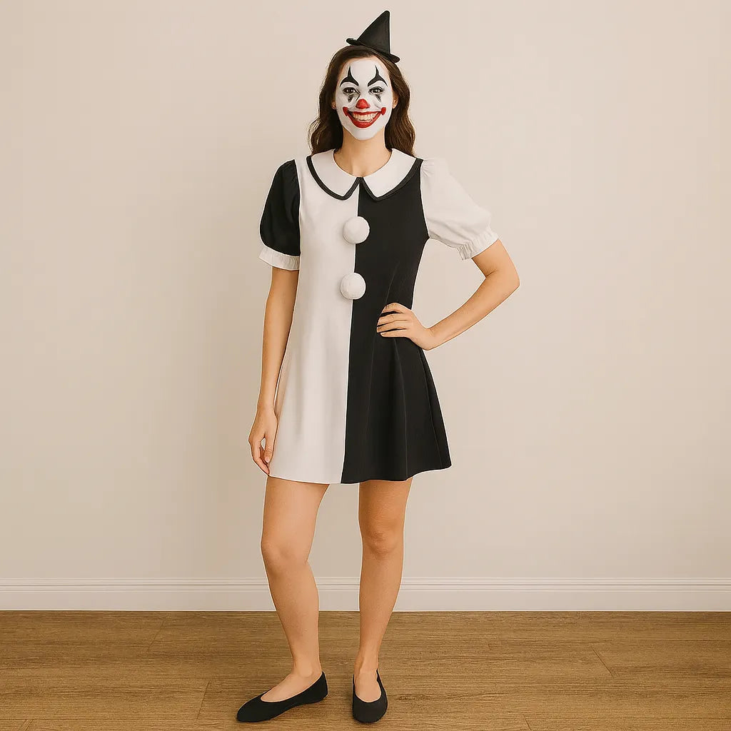 Robe Clown Noir et Blanche Femme