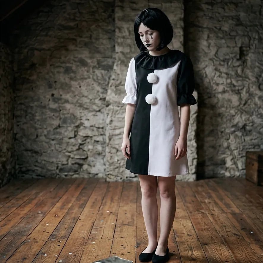 Robe Clown Noir et Blanche Femme Unique